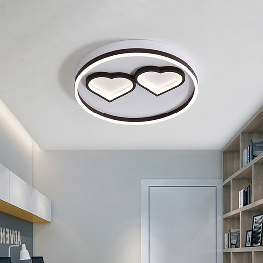 Contemporary Heart Shape Ceiling Mount Acrylic Led Bedroom Flushmount Light in Warm/White Light, Coffee Clearhalo 'Ceiling Lights' 'Close To Ceiling Lights' 'Close to ceiling' 'Flush mount' Lighting' 812588