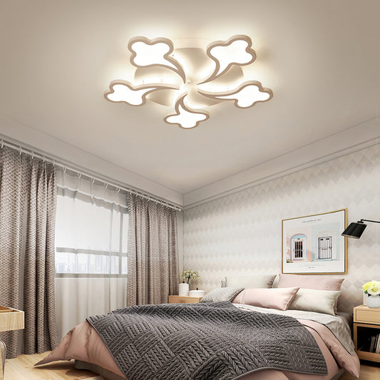 Chic Modern Round Semi Flush Mount Acrylic Ceiling Light Fixture in White for Bedroom Clearhalo 'Ceiling Lights' 'Close To Ceiling Lights' 'Close to ceiling' 'Semi-flushmount' Lighting' 81258