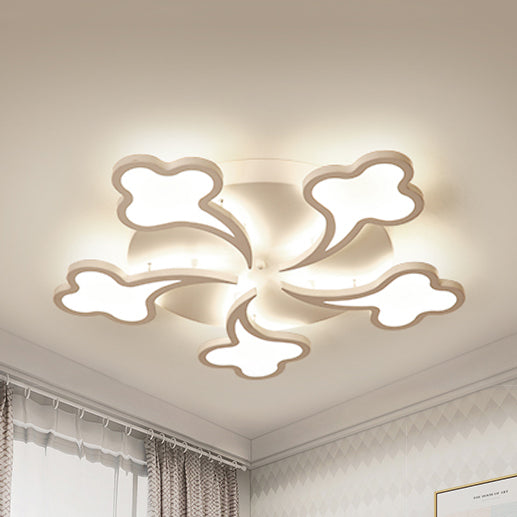 Chic Modern Round Semi Flush Mount Acrylic Ceiling Light Fixture in White for Bedroom Clearhalo 'Ceiling Lights' 'Close To Ceiling Lights' 'Close to ceiling' 'Semi-flushmount' Lighting' 81259