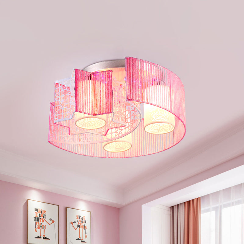 Metal Moon and Star Lighting Fixture Modern Led Flushmount Light for Bedroom in Pink/Blue Clearhalo 'Ceiling Lights' 'Close To Ceiling Lights' 'Close to ceiling' 'Flush mount' Lighting' 812592