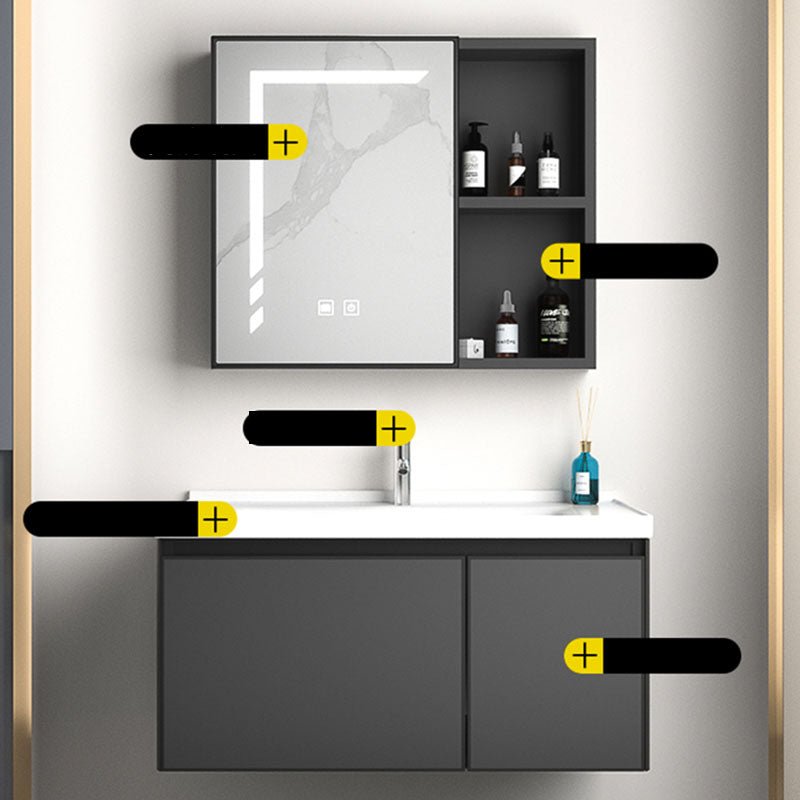 Aluminum Bathroom Vanity Set Doors Wall Mounted Doors Grey Single Sink with Mirror Clearhalo 'Bathroom Remodel & Bathroom Fixtures' 'Bathroom Vanities' 'bathroom_vanities' 'Home Improvement' 'home_improvement' 'home_improvement_bathroom_vanities' 8125934