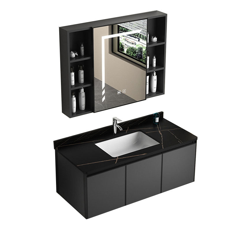 Aluminum Bathroom Vanity Set Doors Wall Mounted Doors Grey Single Sink with Mirror Clearhalo 'Bathroom Remodel & Bathroom Fixtures' 'Bathroom Vanities' 'bathroom_vanities' 'Home Improvement' 'home_improvement' 'home_improvement_bathroom_vanities' 8125940