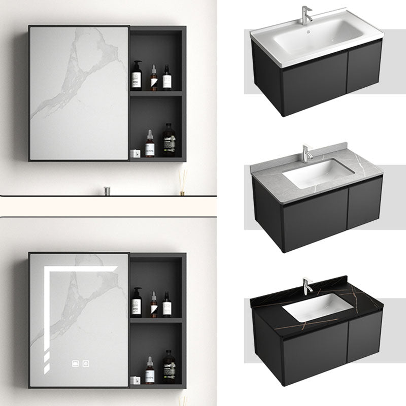 Aluminum Bathroom Vanity Set Doors Wall Mounted Doors Grey Single Sink with Mirror Clearhalo 'Bathroom Remodel & Bathroom Fixtures' 'Bathroom Vanities' 'bathroom_vanities' 'Home Improvement' 'home_improvement' 'home_improvement_bathroom_vanities' 8125949