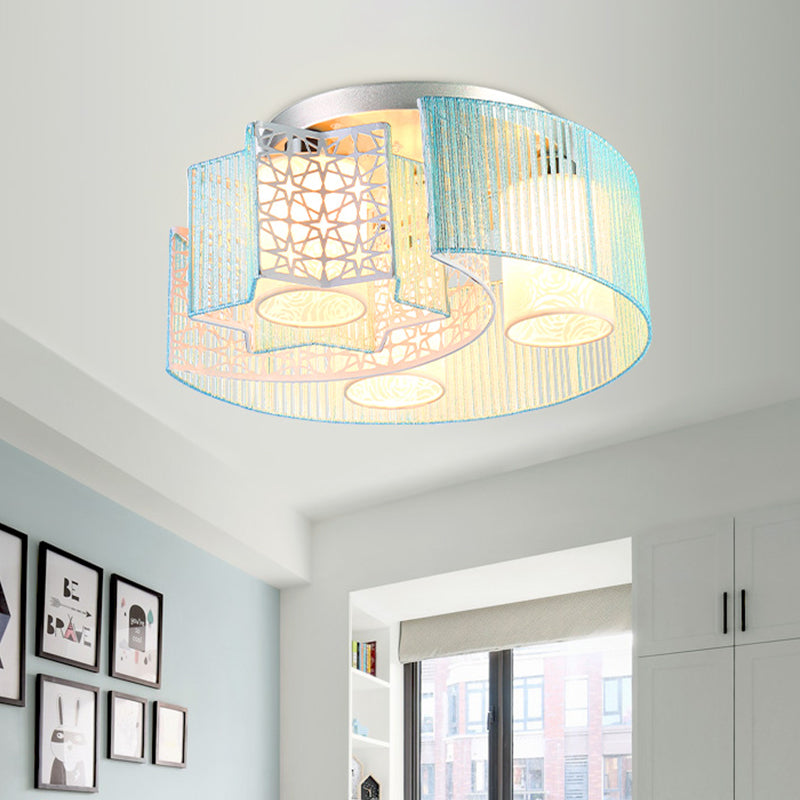 Metal Moon and Star Lighting Fixture Modern Led Flushmount Light for Bedroom in Pink/Blue Blue Clearhalo 'Ceiling Lights' 'Close To Ceiling Lights' 'Close to ceiling' 'Flush mount' Lighting' 812595