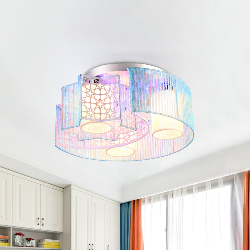 Metal Moon and Star Lighting Fixture Modern Led Flushmount Light for Bedroom in Pink/Blue Clearhalo 'Ceiling Lights' 'Close To Ceiling Lights' 'Close to ceiling' 'Flush mount' Lighting' 812596