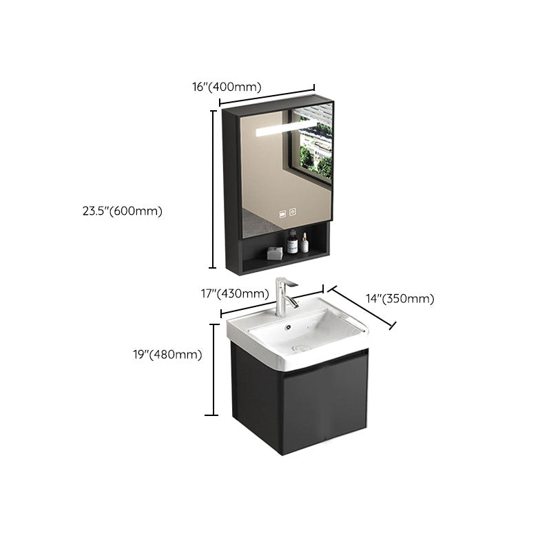 Aluminum Bathroom Vanity Set Doors Wall Mounted Doors Grey Single Sink with Mirror Clearhalo 'Bathroom Remodel & Bathroom Fixtures' 'Bathroom Vanities' 'bathroom_vanities' 'Home Improvement' 'home_improvement' 'home_improvement_bathroom_vanities' 8125971