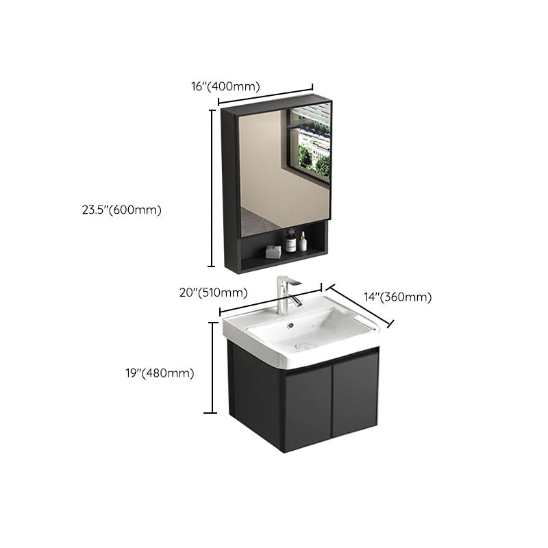 Aluminum Bathroom Vanity Set Doors Wall Mounted Doors Grey Single Sink with Mirror Clearhalo 'Bathroom Remodel & Bathroom Fixtures' 'Bathroom Vanities' 'bathroom_vanities' 'Home Improvement' 'home_improvement' 'home_improvement_bathroom_vanities' 8125984