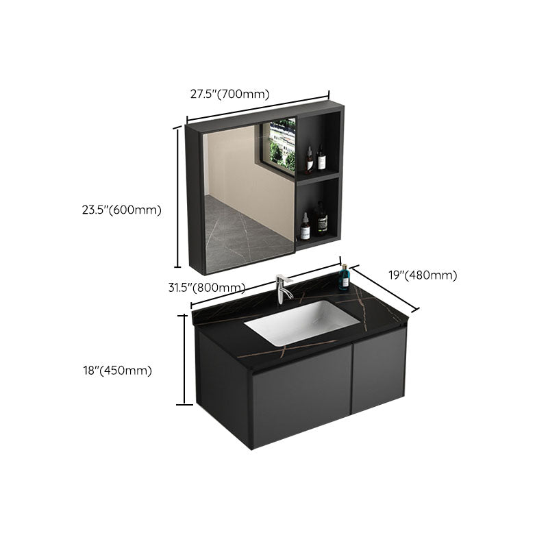 Aluminum Bathroom Vanity Set Doors Wall Mounted Doors Grey Single Sink with Mirror Clearhalo 'Bathroom Remodel & Bathroom Fixtures' 'Bathroom Vanities' 'bathroom_vanities' 'Home Improvement' 'home_improvement' 'home_improvement_bathroom_vanities' 8125990