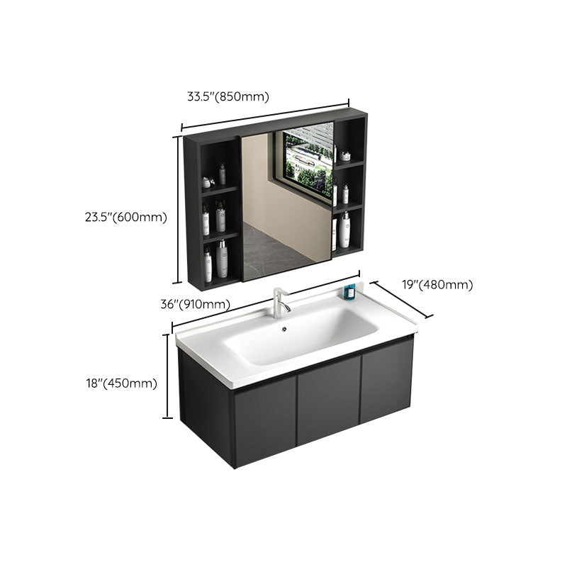 Aluminum Bathroom Vanity Set Doors Wall Mounted Doors Grey Single Sink with Mirror Clearhalo 'Bathroom Remodel & Bathroom Fixtures' 'Bathroom Vanities' 'bathroom_vanities' 'Home Improvement' 'home_improvement' 'home_improvement_bathroom_vanities' 8125991