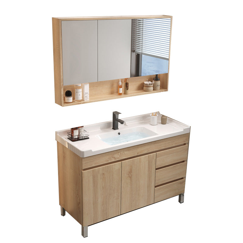 Wood Bathroom Vanity Set Mirror Rectangular Single Sink 2 Doors with Overflow 36"L x 19"W x 32"H Clearhalo 'Bathroom Remodel & Bathroom Fixtures' 'Bathroom Vanities' 'bathroom_vanities' 'Home Improvement' 'home_improvement' 'home_improvement_bathroom_vanities' 8125997