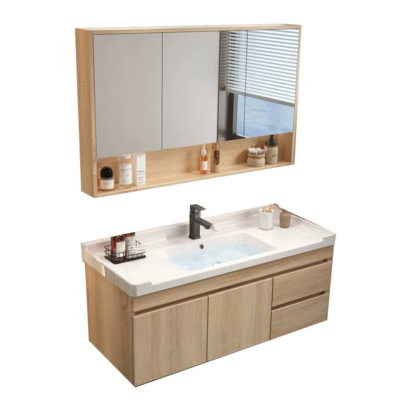 Wood Bathroom Vanity Set Mirror Rectangular Single Sink 2 Doors with Overflow 40"L x 19"W x 20"H Clearhalo 'Bathroom Remodel & Bathroom Fixtures' 'Bathroom Vanities' 'bathroom_vanities' 'Home Improvement' 'home_improvement' 'home_improvement_bathroom_vanities' 8126007