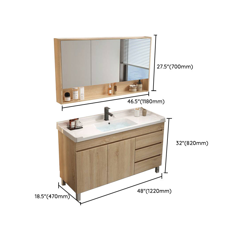 Wood Bathroom Vanity Set Mirror Rectangular Single Sink 2 Doors with Overflow Clearhalo 'Bathroom Remodel & Bathroom Fixtures' 'Bathroom Vanities' 'bathroom_vanities' 'Home Improvement' 'home_improvement' 'home_improvement_bathroom_vanities' 8126021