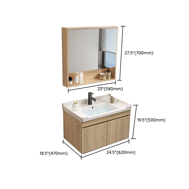 Wood Bathroom Vanity Set Mirror Rectangular Single Sink 2 Doors with Overflow Clearhalo 'Bathroom Remodel & Bathroom Fixtures' 'Bathroom Vanities' 'bathroom_vanities' 'Home Improvement' 'home_improvement' 'home_improvement_bathroom_vanities' 8126022