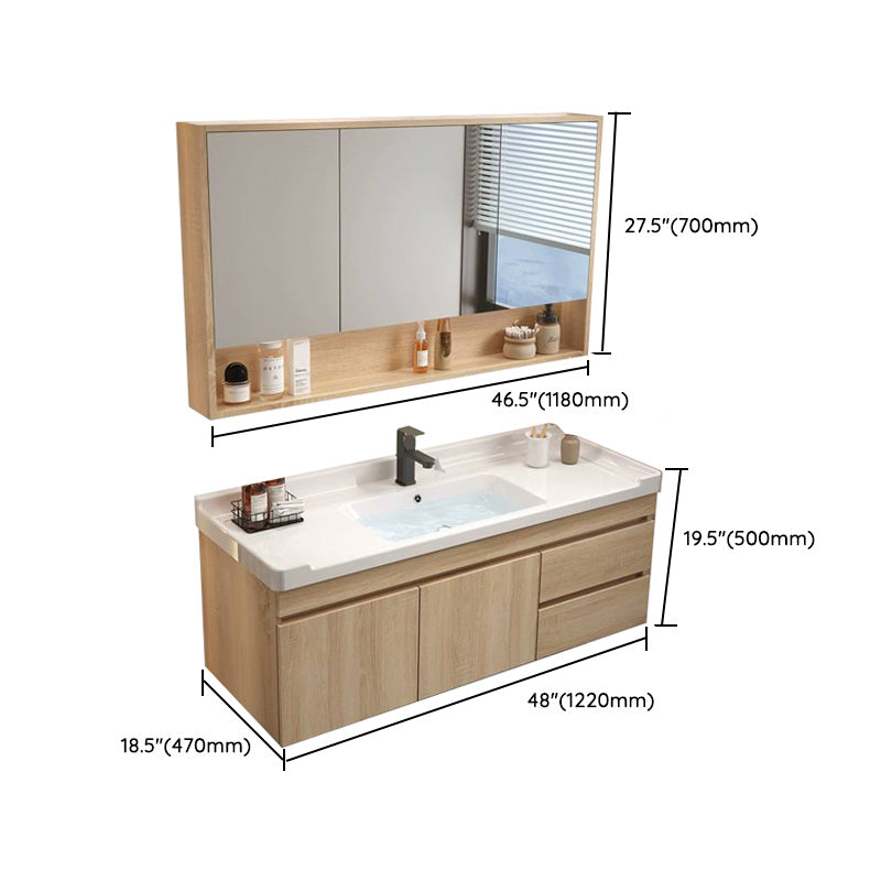 Wood Bathroom Vanity Set Mirror Rectangular Single Sink 2 Doors with Overflow Clearhalo 'Bathroom Remodel & Bathroom Fixtures' 'Bathroom Vanities' 'bathroom_vanities' 'Home Improvement' 'home_improvement' 'home_improvement_bathroom_vanities' 8126027
