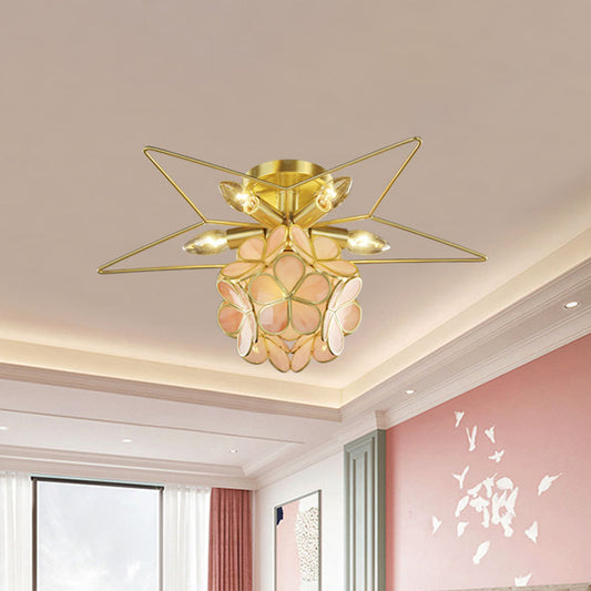 Star Metal Close to Ceiling Light Contemporary 1 Light Pink/White/Blue Semi-Flush Mount Lighting Pink Clearhalo 'Ceiling Lights' 'Close To Ceiling Lights' 'Close to ceiling' 'Semi-flushmount' Lighting' 812607