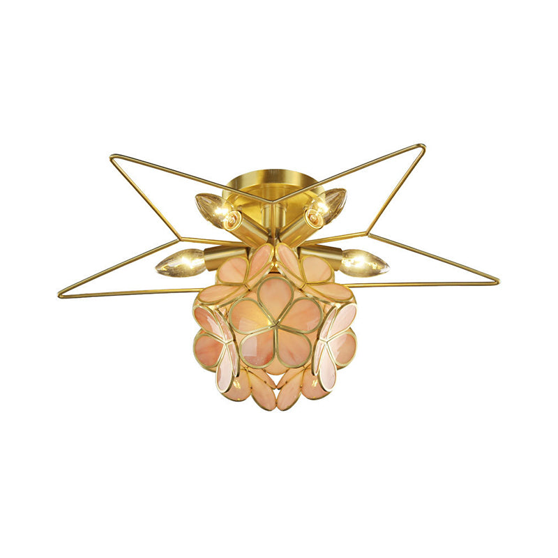 Star Metal Close to Ceiling Light Contemporary 1 Light Pink/White/Blue Semi-Flush Mount Lighting Clearhalo 'Ceiling Lights' 'Close To Ceiling Lights' 'Close to ceiling' 'Semi-flushmount' Lighting' 812608