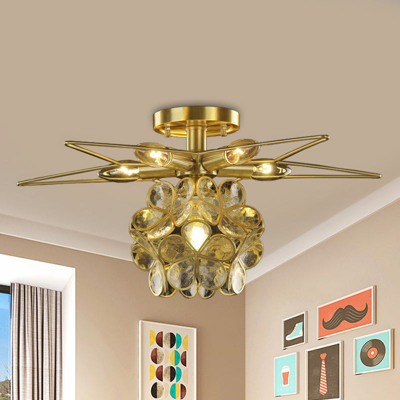 Star Metal Close to Ceiling Light Contemporary 1 Light Pink/White/Blue Semi-Flush Mount Lighting Clear Clearhalo 'Ceiling Lights' 'Close To Ceiling Lights' 'Close to ceiling' 'Semi-flushmount' Lighting' 812611