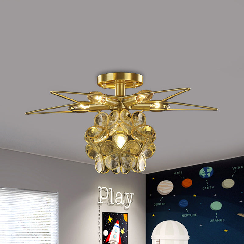 Star Metal Close to Ceiling Light Contemporary 1 Light Pink/White/Blue Semi-Flush Mount Lighting Clearhalo 'Ceiling Lights' 'Close To Ceiling Lights' 'Close to ceiling' 'Semi-flushmount' Lighting' 812612