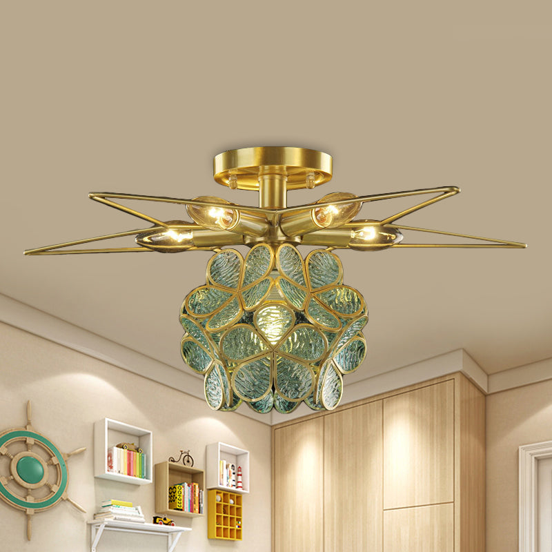 Star Metal Close to Ceiling Light Contemporary 1 Light Pink/White/Blue Semi-Flush Mount Lighting Green Clearhalo 'Ceiling Lights' 'Close To Ceiling Lights' 'Close to ceiling' 'Semi-flushmount' Lighting' 812615