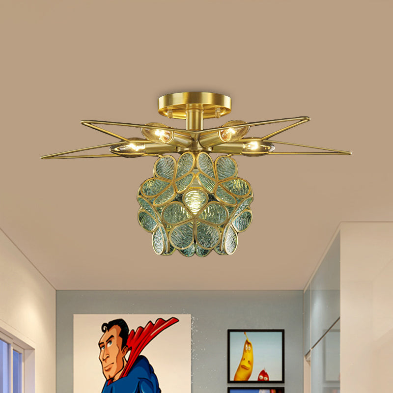 Star Metal Close to Ceiling Light Contemporary 1 Light Pink/White/Blue Semi-Flush Mount Lighting Clearhalo 'Ceiling Lights' 'Close To Ceiling Lights' 'Close to ceiling' 'Semi-flushmount' Lighting' 812616