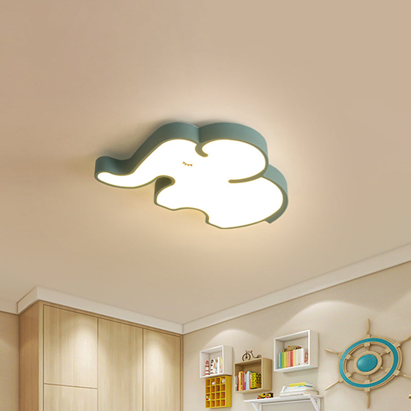 Led Bedroom Close to Ceiling Lamp Nordic Blue/White Flush Fixture with Elephant Acrylic Shade Clearhalo 'Ceiling Lights' 'Close To Ceiling Lights' 'Close to ceiling' 'Flush mount' Lighting' 812629