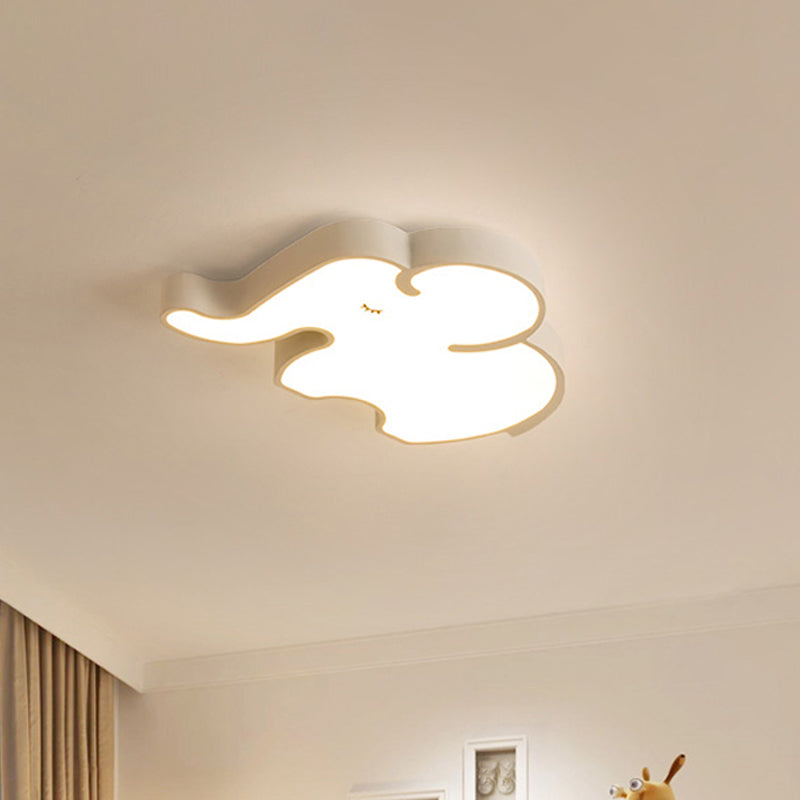 Led Bedroom Close to Ceiling Lamp Nordic Blue/White Flush Fixture with Elephant Acrylic Shade Clearhalo 'Ceiling Lights' 'Close To Ceiling Lights' 'Close to ceiling' 'Flush mount' Lighting' 812633