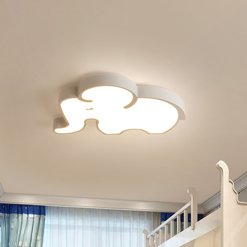 Led Bedroom Close to Ceiling Lamp Nordic Blue/White Flush Fixture with Elephant Acrylic Shade Clearhalo 'Ceiling Lights' 'Close To Ceiling Lights' 'Close to ceiling' 'Flush mount' Lighting' 812634