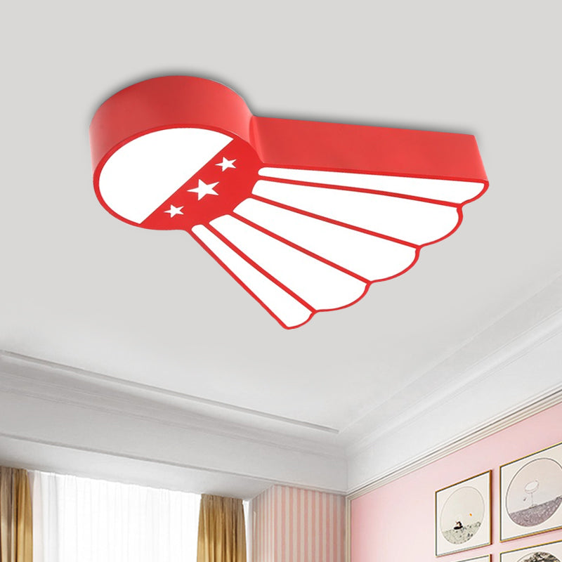 Badminton Kindergarten Ceiling Mounted Light Acrylic Led Kids Flush Light in Blue/Green/Red Red Clearhalo 'Ceiling Lights' 'Close To Ceiling Lights' 'Close to ceiling' 'Flush mount' Lighting' 812640