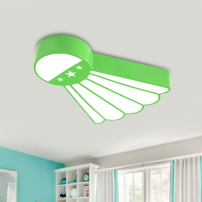 Badminton Kindergarten Ceiling Mounted Light Acrylic Led Kids Flush Light in Blue/Green/Red Green Clearhalo 'Ceiling Lights' 'Close To Ceiling Lights' 'Close to ceiling' 'Flush mount' Lighting' 812648