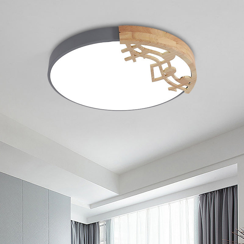 Contemporary Led Ceiling Lamp with Acrylic Shade Green/White/Gray Round Flush Light Fixture for Bedroom Grey Clearhalo 'Ceiling Lights' 'Close To Ceiling Lights' 'Close to ceiling' 'Flush mount' Lighting' 812680