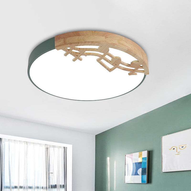 Contemporary Led Ceiling Lamp with Acrylic Shade Green/White/Gray Round Flush Light Fixture for Bedroom Green Clearhalo 'Ceiling Lights' 'Close To Ceiling Lights' 'Close to ceiling' 'Flush mount' Lighting' 812684