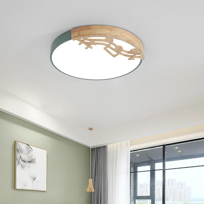 Contemporary Led Ceiling Lamp with Acrylic Shade Green/White/Gray Round Flush Light Fixture for Bedroom Clearhalo 'Ceiling Lights' 'Close To Ceiling Lights' 'Close to ceiling' 'Flush mount' Lighting' 812685