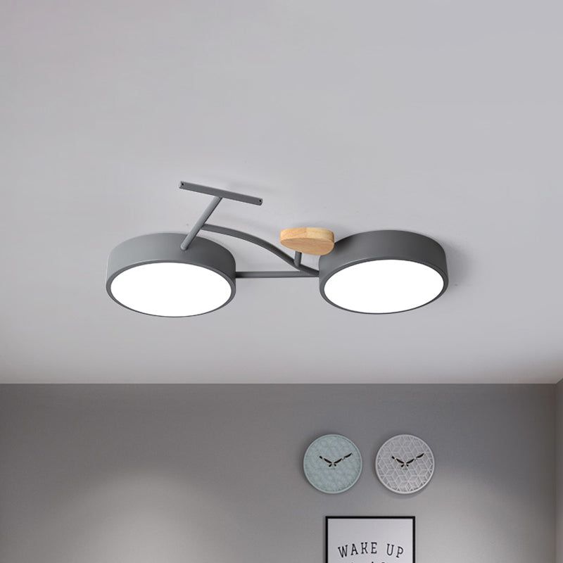 Led Bedroom Lighting Fixture Creative Gray/White/Green Close to Ceiling Light with Bike Acrylic Shade Clearhalo 'Ceiling Lights' 'Close To Ceiling Lights' 'Close to ceiling' 'Flush mount' Lighting' 812709