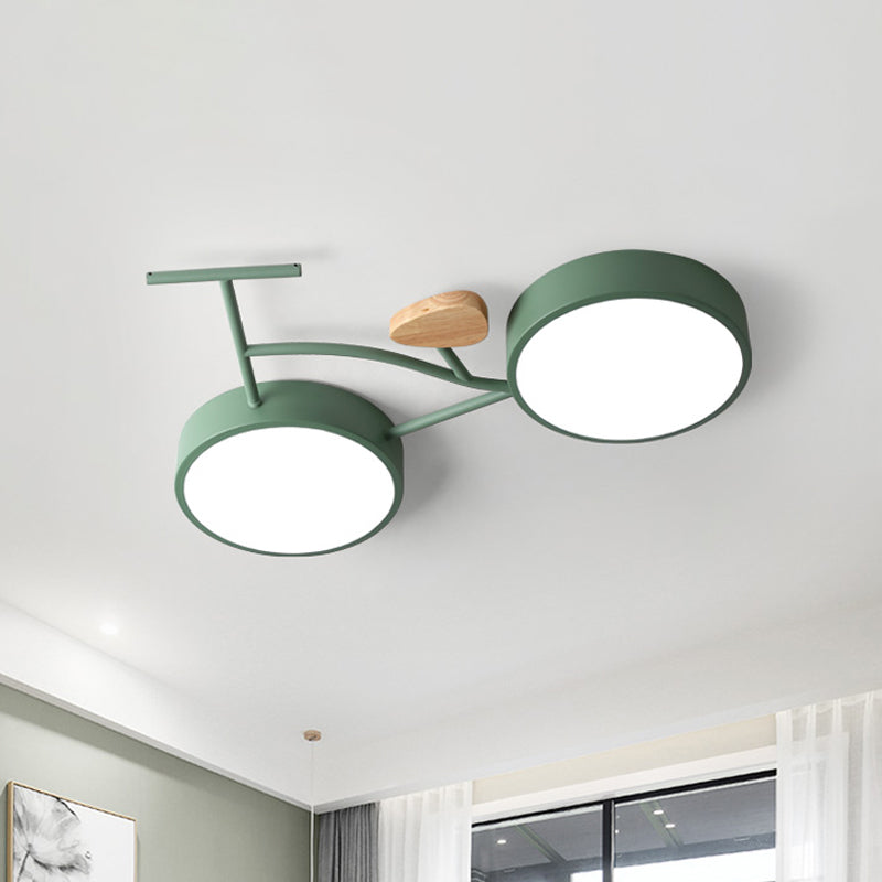 Led Bedroom Lighting Fixture Creative Gray/White/Green Close to Ceiling Light with Bike Acrylic Shade Green Clearhalo 'Ceiling Lights' 'Close To Ceiling Lights' 'Close to ceiling' 'Flush mount' Lighting' 812712