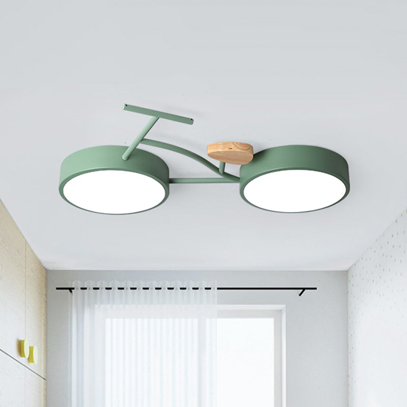 Led Bedroom Lighting Fixture Creative Gray/White/Green Close to Ceiling Light with Bike Acrylic Shade Clearhalo 'Ceiling Lights' 'Close To Ceiling Lights' 'Close to ceiling' 'Flush mount' Lighting' 812713