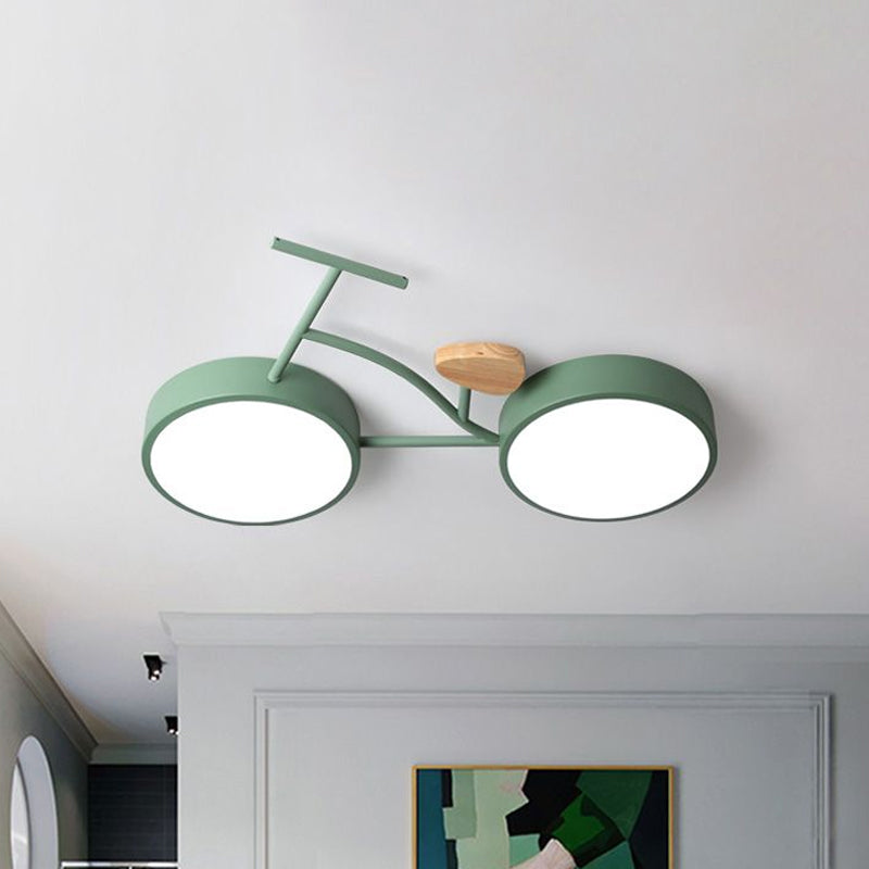 Led Bedroom Lighting Fixture Creative Gray/White/Green Close to Ceiling Light with Bike Acrylic Shade Clearhalo 'Ceiling Lights' 'Close To Ceiling Lights' 'Close to ceiling' 'Flush mount' Lighting' 812714