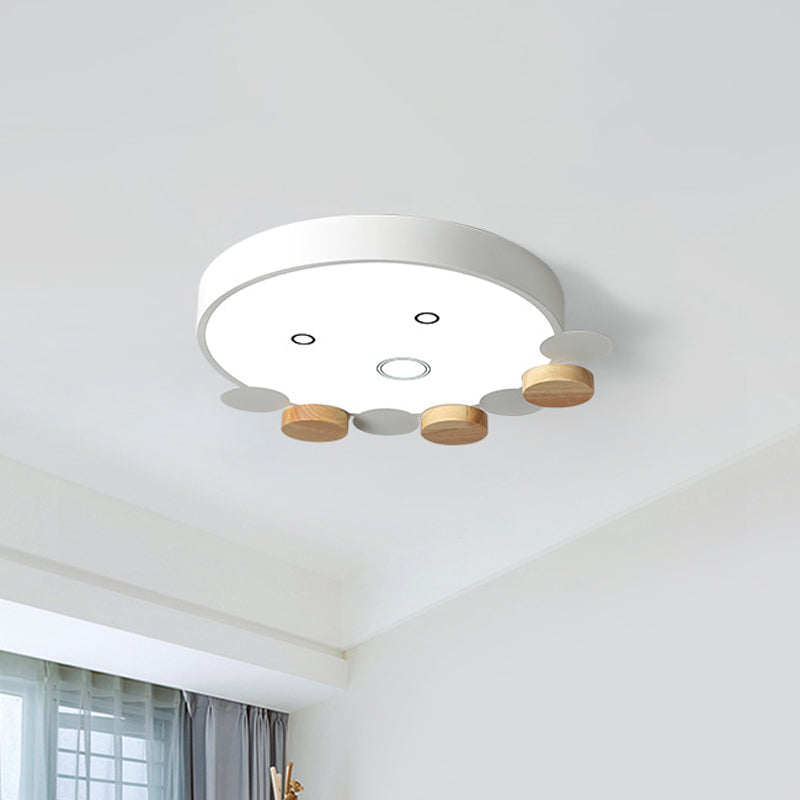 Round Kids Bedroom Flushmount Acrylic Led Modern Ceiling Light Fixture in Gray/White/Green with Octopus Shape White Clearhalo 'Ceiling Lights' 'Close To Ceiling Lights' 'Close to ceiling' 'Flush mount' Lighting' 812716