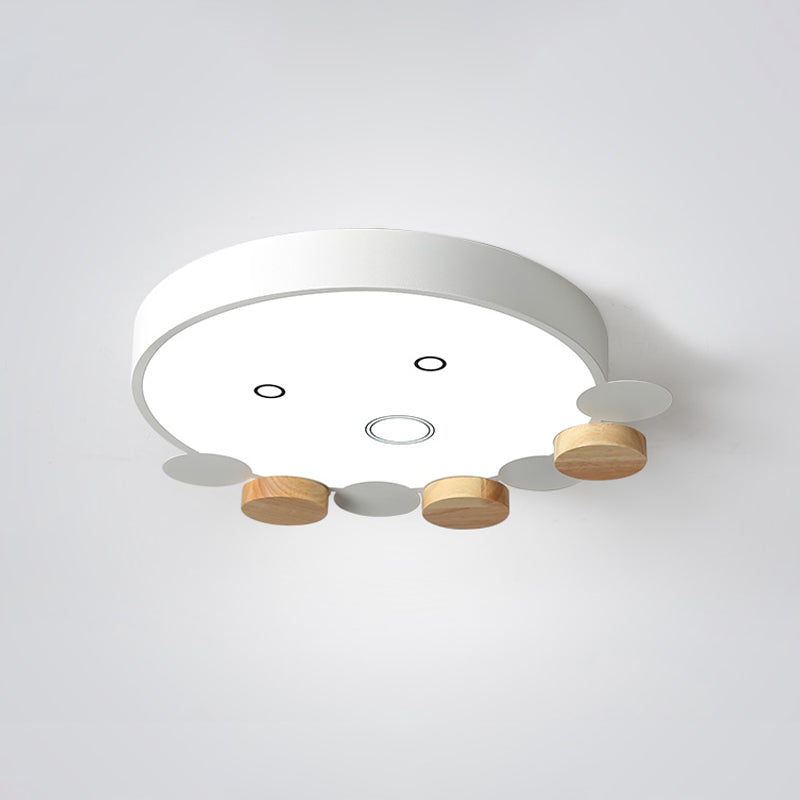 Round Kids Bedroom Flushmount Acrylic Led Modern Ceiling Light Fixture in Gray/White/Green with Octopus Shape Clearhalo 'Ceiling Lights' 'Close To Ceiling Lights' 'Close to ceiling' 'Flush mount' Lighting' 812718