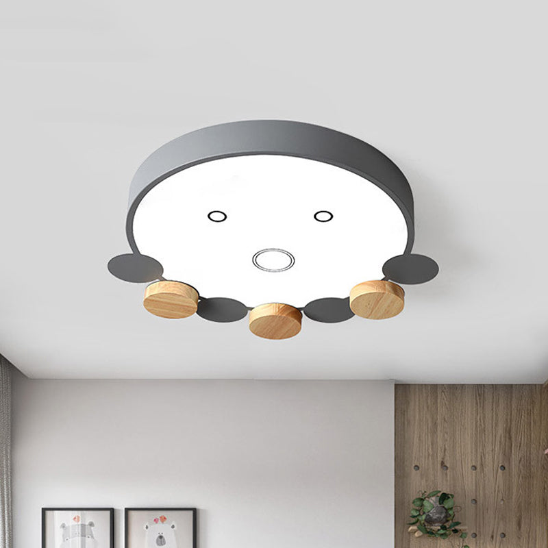 Round Kids Bedroom Flushmount Acrylic Led Modern Ceiling Light Fixture in Gray/White/Green with Octopus Shape Grey Clearhalo 'Ceiling Lights' 'Close To Ceiling Lights' 'Close to ceiling' 'Flush mount' Lighting' 812720