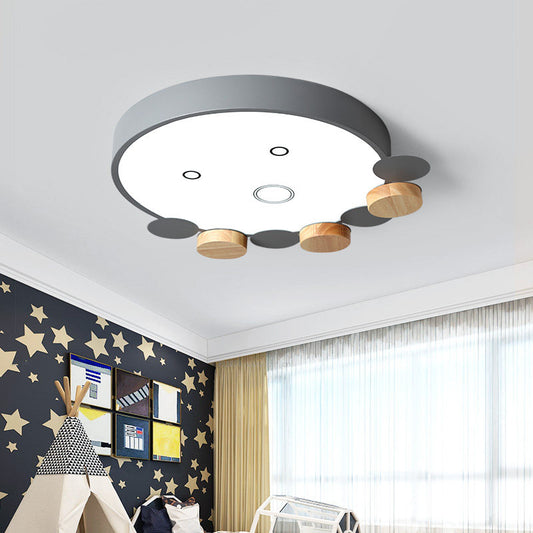 Round Kids Bedroom Flushmount Acrylic Led Modern Ceiling Light Fixture in Gray/White/Green with Octopus Shape Clearhalo 'Ceiling Lights' 'Close To Ceiling Lights' 'Close to ceiling' 'Flush mount' Lighting' 812721