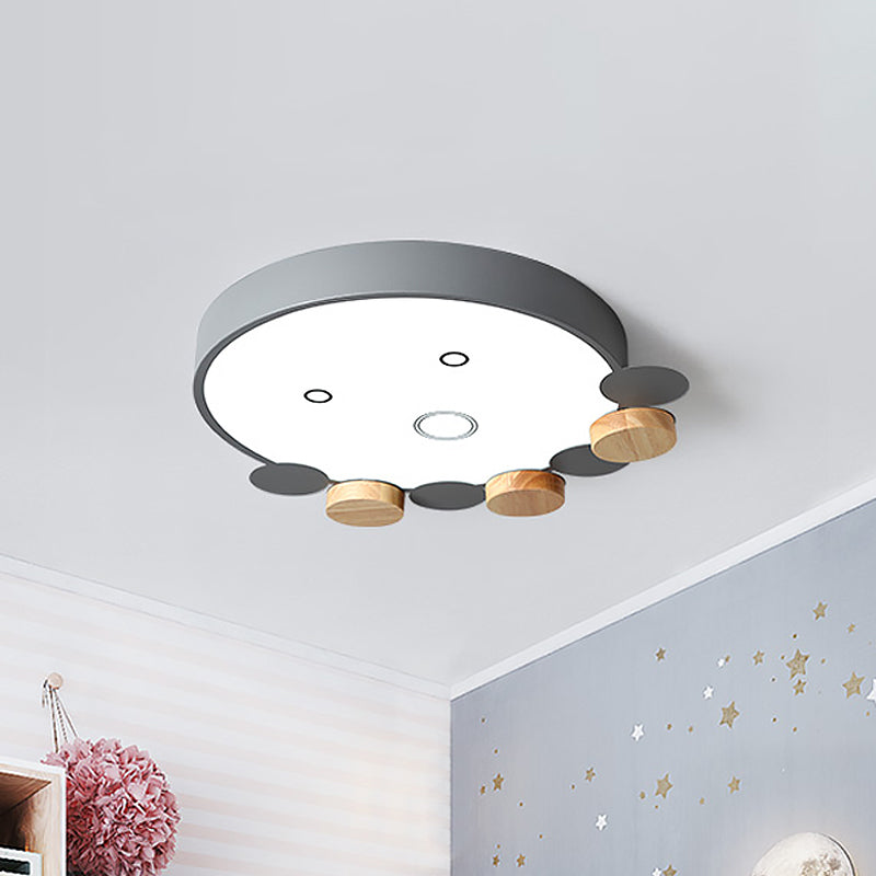 Round Kids Bedroom Flushmount Acrylic Led Modern Ceiling Light Fixture in Gray/White/Green with Octopus Shape Clearhalo 'Ceiling Lights' 'Close To Ceiling Lights' 'Close to ceiling' 'Flush mount' Lighting' 812722