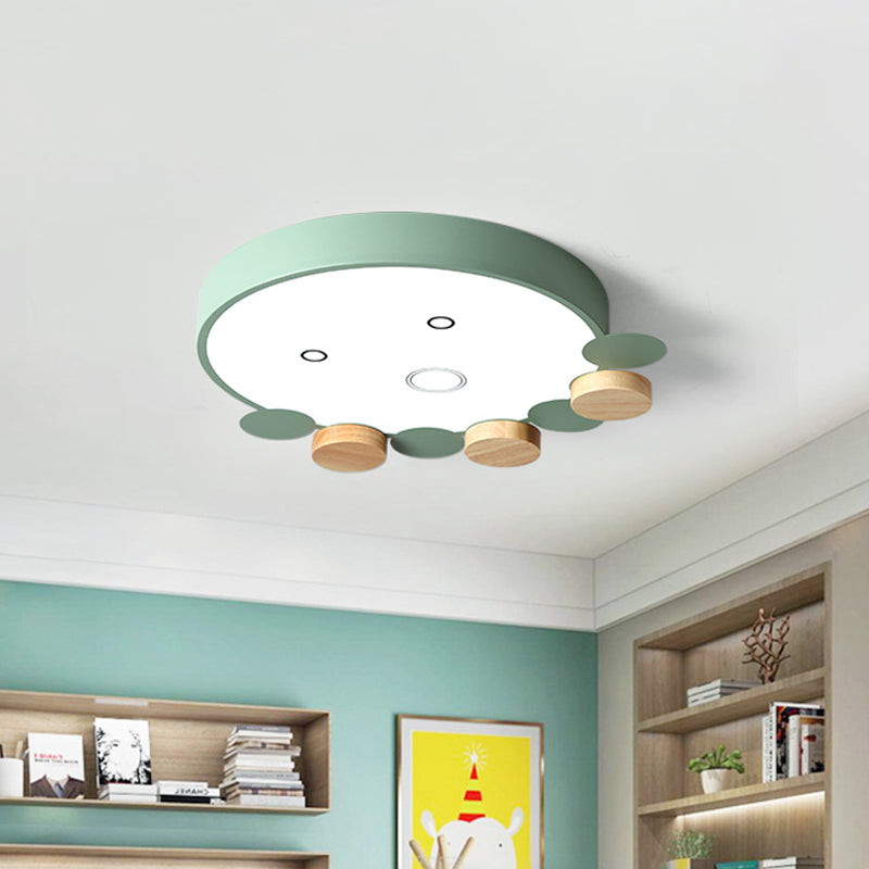 Round Kids Bedroom Flushmount Acrylic Led Modern Ceiling Light Fixture in Gray/White/Green with Octopus Shape Clearhalo 'Ceiling Lights' 'Close To Ceiling Lights' 'Close to ceiling' 'Flush mount' Lighting' 812725