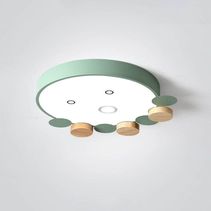 Round Kids Bedroom Flushmount Acrylic Led Modern Ceiling Light Fixture in Gray/White/Green with Octopus Shape Clearhalo 'Ceiling Lights' 'Close To Ceiling Lights' 'Close to ceiling' 'Flush mount' Lighting' 812727