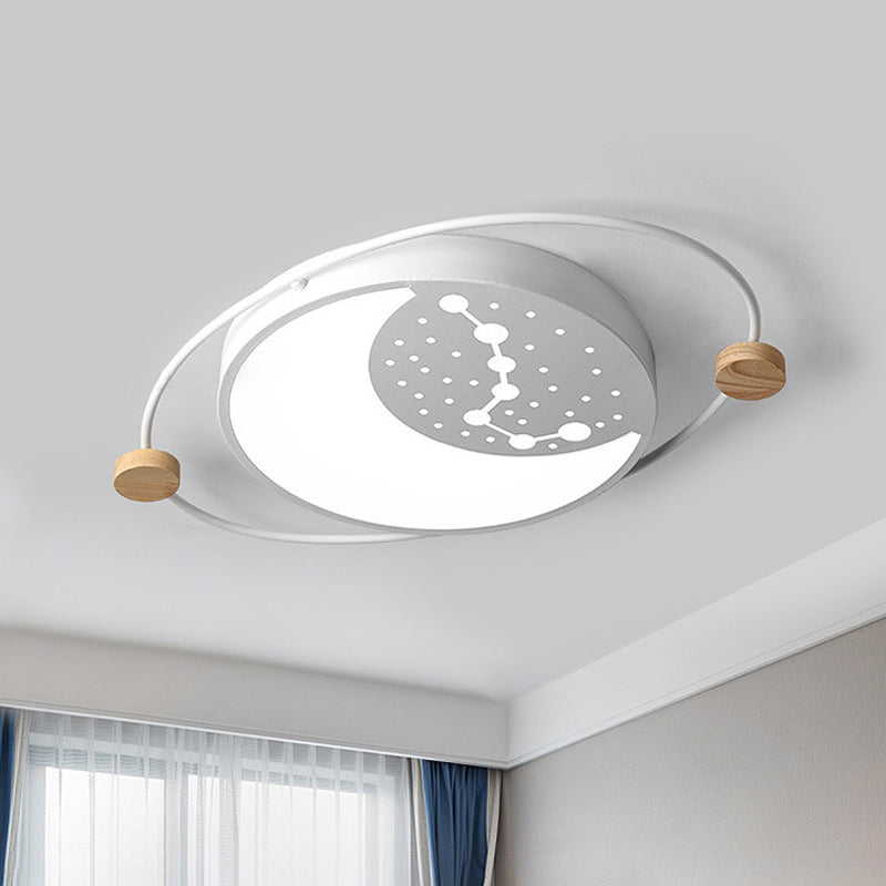 Planet Flushmount Lighting Creative Acrylic Led Gray/Green/White Ceiling Mounted Light with Star Pattern White Clearhalo 'Ceiling Lights' 'Close To Ceiling Lights' 'Close to ceiling' 'Flush mount' Lighting' 812728