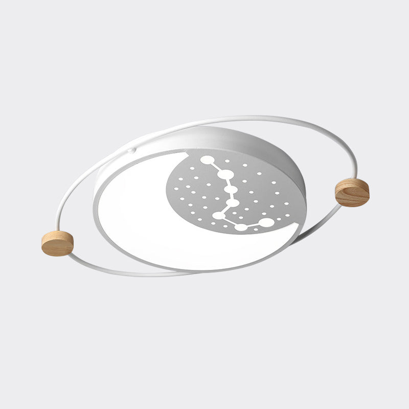 Planet Flushmount Lighting Creative Acrylic Led Gray/Green/White Ceiling Mounted Light with Star Pattern Clearhalo 'Ceiling Lights' 'Close To Ceiling Lights' 'Close to ceiling' 'Flush mount' Lighting' 812730