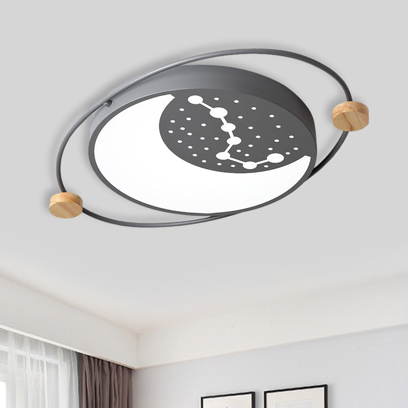 Planet Flushmount Lighting Creative Acrylic Led Gray/Green/White Ceiling Mounted Light with Star Pattern Grey Clearhalo 'Ceiling Lights' 'Close To Ceiling Lights' 'Close to ceiling' 'Flush mount' Lighting' 812732