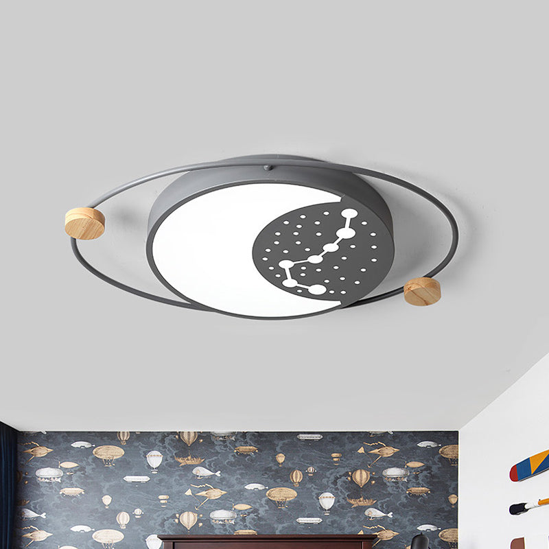 Planet Flushmount Lighting Creative Acrylic Led Gray/Green/White Ceiling Mounted Light with Star Pattern Clearhalo 'Ceiling Lights' 'Close To Ceiling Lights' 'Close to ceiling' 'Flush mount' Lighting' 812733