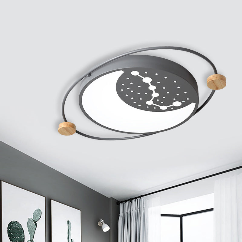 Planet Flushmount Lighting Creative Acrylic Led Gray/Green/White Ceiling Mounted Light with Star Pattern Clearhalo 'Ceiling Lights' 'Close To Ceiling Lights' 'Close to ceiling' 'Flush mount' Lighting' 812734