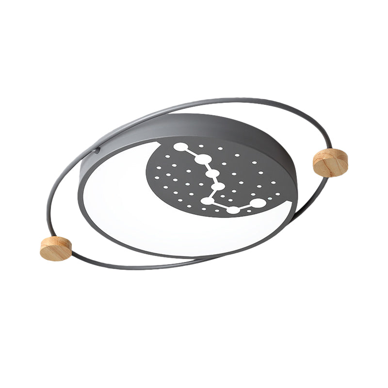 Planet Flushmount Lighting Creative Acrylic Led Gray/Green/White Ceiling Mounted Light with Star Pattern Clearhalo 'Ceiling Lights' 'Close To Ceiling Lights' 'Close to ceiling' 'Flush mount' Lighting' 812735