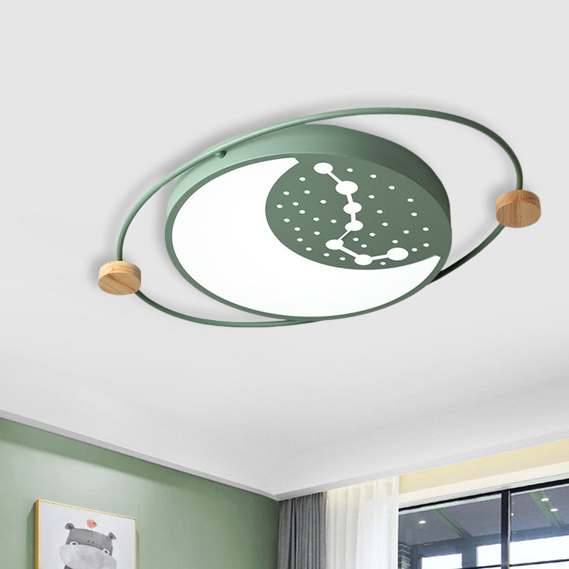 Planet Flushmount Lighting Creative Acrylic Led Gray/Green/White Ceiling Mounted Light with Star Pattern Green Clearhalo 'Ceiling Lights' 'Close To Ceiling Lights' 'Close to ceiling' 'Flush mount' Lighting' 812736